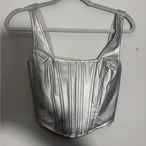 Japna Silver Metallic Crop Top
